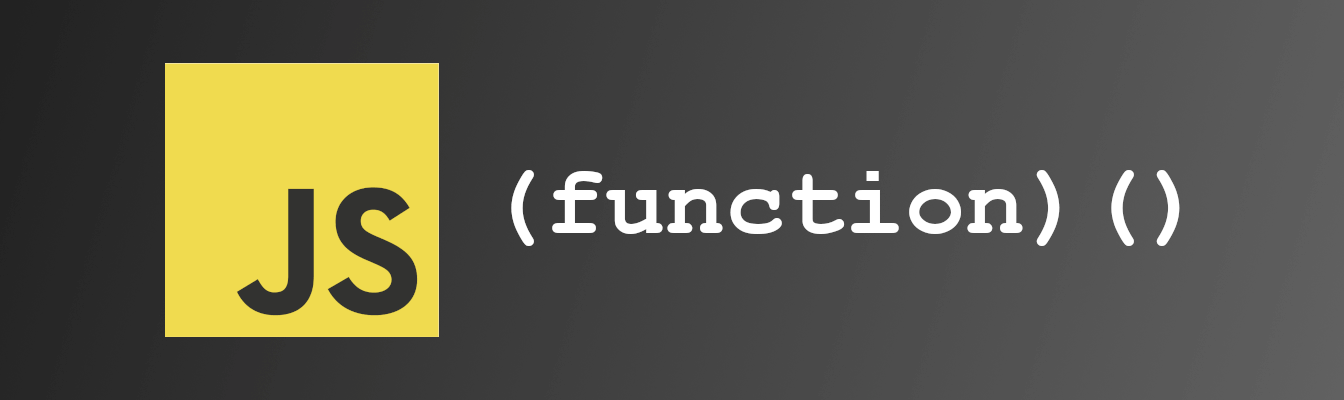 JavaScript logo and function text on grey background