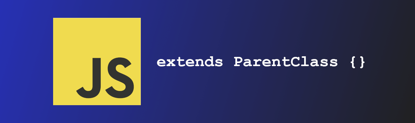 JavaScript Logo and child class as text on blue background
